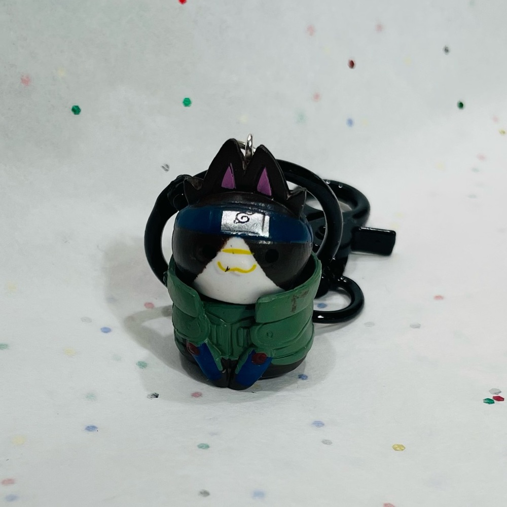 Iruka Sensei Ninja Shinobi Kitty with black Keychain or zipper charm
